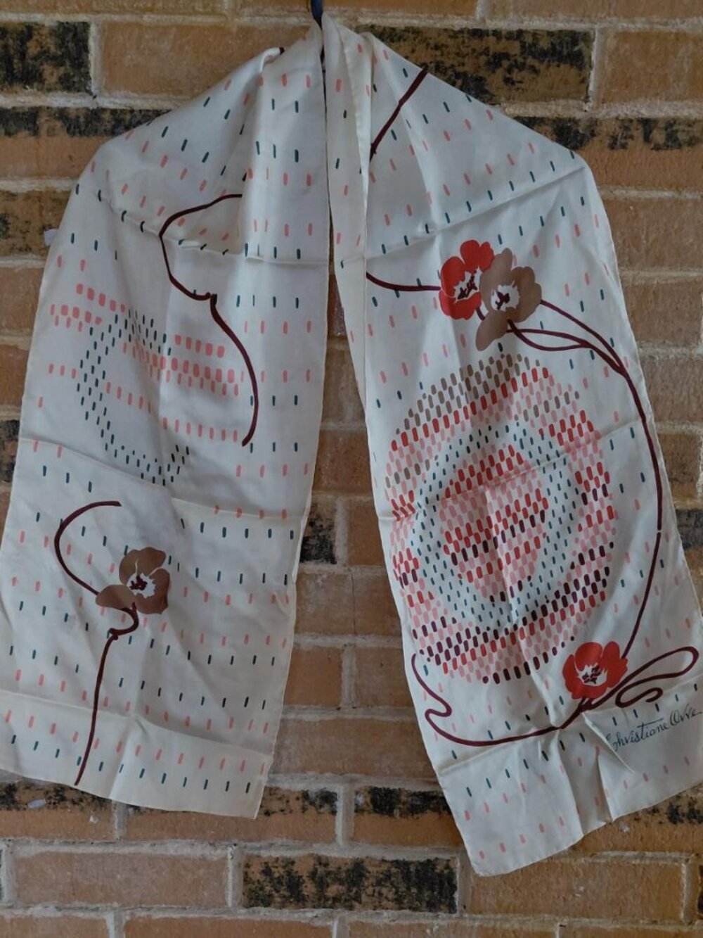 Vintage Christianne Ovve Rectangle Silk Scarf